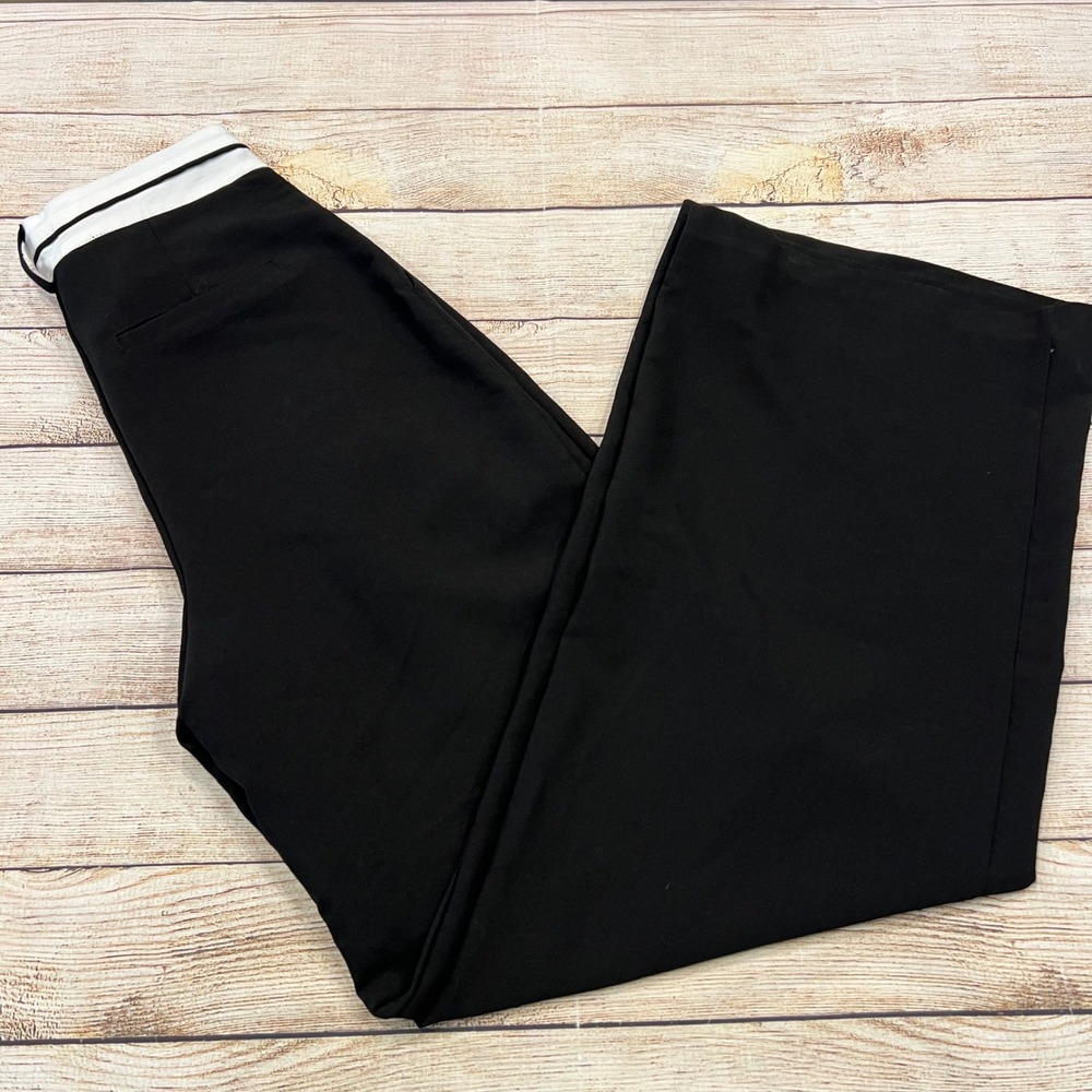 NIA Black Wide‎ Leg Palazzo Pants High Waist Pleated Button Detail Size S - Picture 8 of 10